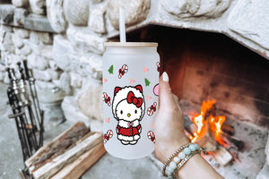 Sanrio Tumbler Glass Cup With Lid And Straw