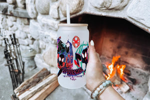 Spiderman Tumbler Glass Cup With Lid And Straw