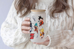 Dragon Ball Z Tumbler Glass Cup With Lid And Straw