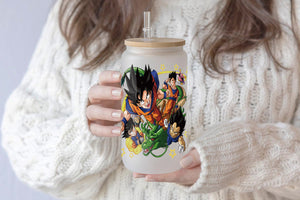 Dragon Ball Tumbler Glass Cup With Lid And Straw