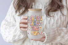 Load image into Gallery viewer, Healing Takes Time 16oz Tumbler Cup With Bamboo Lid And Straw, 
