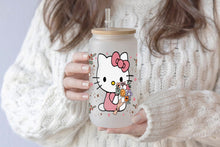 將圖片載入圖庫檢視器 Hello Kitty 16oz Tumbler Cup With Bamboo Lid And Straw, 
