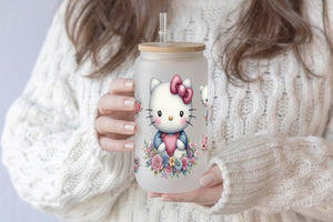 Hello Kitty 16oz Tumbler Cup With Bamboo Lid And Straw, 