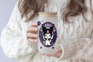 Kuromi Tumbler Glass Cup With Lid And Straw