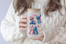 Load image into Gallery viewer, Stitch Tumbler Glass Cup With Lid And Straw
