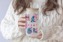 Load image into Gallery viewer, Stitch Tumbler Glass Cup With Lid And Straw
