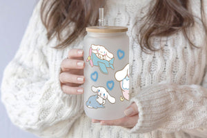 Kitty Design - 16oz & 40oz Tumbler | Clear Glass, Frosted Glass & Plastic with Bamboo Lid and Straw