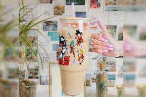 Dragon Ball Z Tumbler Glass Cup With Lid And Straw