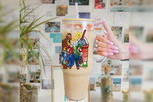 이미지를 갤러리 뷰어에 로드 , Mario Tumbler Glass Cup With Lid And Straw
