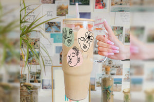 Picasso Style Faces 16oz Tumbler Cup With Bamboo Lid And Straw, 