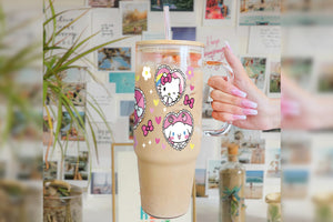 Sanrio Tumbler Glass Cup With Lid And Straw