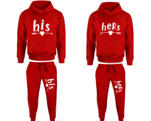 Görseli Galeri görüntüleyiciye yükleyin, His and Hers matching top and bottom set, Red pullover hoodie and sweatpants sets for mens, pullover hoodie and jogger set womens. Matching couple Jogger Pants.
