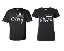 Load image into Gallery viewer, King and Queen matching couple shirts.Couple shirts, Black t shirts for men, t shirts for women. Couple matching shirts.
