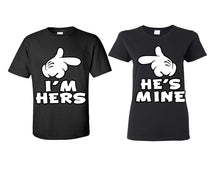 Load image into Gallery viewer, I&#39;m Hers He&#39;s Mine matching couple shirts.Couple shirts, Black t shirts for men, t shirts for women. Couple matching shirts.
