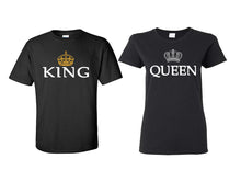 Load image into Gallery viewer, King Queen matching couple shirts.Couple shirts, Black t shirts for men, t shirts for women. Couple matching shirts.
