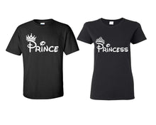 Cargar imagen en el visor de la galería, Prince Princess matching couple shirts.Couple shirts, Black t shirts for men, t shirts for women. Couple matching shirts.
