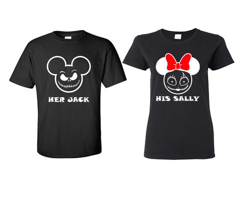 Her Jack and His Sally matching couple shirts.Couple shirts, Black t shirts for men, t shirts for women. Couple matching shirts.