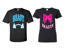 將圖片載入圖庫檢視器 Beast Beauty matching couple shirts.Couple shirts, Black t shirts for men, t shirts for women. Couple matching shirts.
