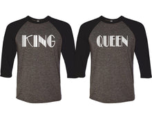 將圖片載入圖庫檢視器 King and Queen matching couple baseball shirts.Couple shirts, Black Charcoal 3/4 sleeve baseball t shirts. Couple matching shirts.

