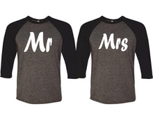 將圖片載入圖庫檢視器 Mr and Mrs matching couple baseball shirts.Couple shirts, Black Charcoal 3/4 sleeve baseball t shirts. Couple matching shirts.
