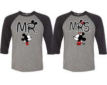 이미지를 갤러리 뷰어에 로드 , Mr and Mrs matching couple baseball shirts.Couple shirts, Black Grey 3/4 sleeve baseball t shirts. Couple matching shirts.
