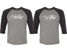 이미지를 갤러리 뷰어에 로드 , Hubby and Wifey matching couple baseball shirts.Couple shirts, Black Grey 3/4 sleeve baseball t shirts. Couple matching shirts.
