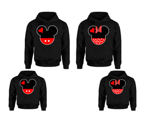 Mickey Minnie. Matching family outfits. Black adults, kids pullover hoodie.