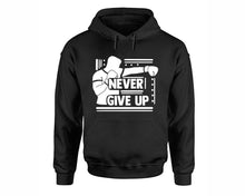 將圖片載入圖庫檢視器 Never Give Up inspirational quote hoodie. Black Hoodie, hoodies for men, unisex hoodies
