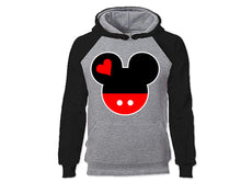 Görseli Galeri görüntüleyiciye yükleyin, Black Grey color Mickey design Hoodie for Man.
