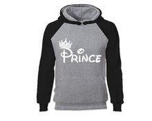 Cargar imagen en el visor de la galería, Black Grey color Prince design Hoodie for Man.
