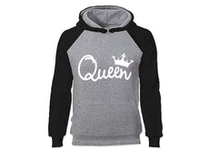 將圖片載入圖庫檢視器 Black Grey color Queen design Hoodie for Woman
