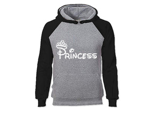 Black Grey color Princess design Hoodie for Woman