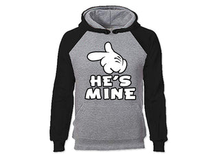 Black Grey color He's Mine design Hoodie for Woman