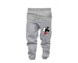Black Grey color Minnie design Jogger Pants for Woman