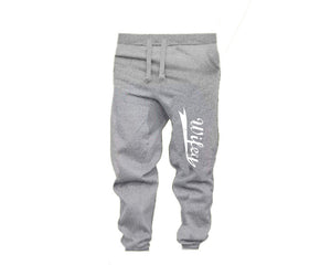 Black Grey color Wifey design Jogger Pants for Woman
