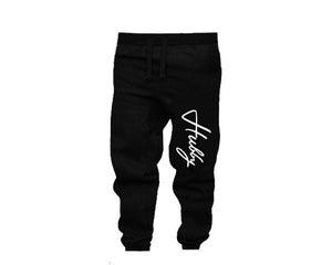 Black color Hubby design Jogger Pants for Man.