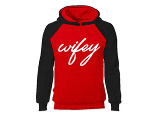 Black Red color Wifey design Hoodie for Woman