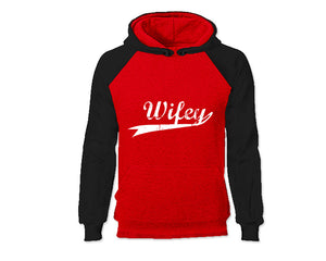 Black Red color Wifey design Hoodie for Woman