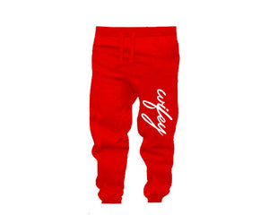Black Red color Wifey design Jogger Pants for Woman