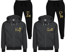 이미지를 갤러리 뷰어에 로드 , King and Queen speckle zipper hoodies, Matching couple hoodies, Black zip up hoodie for man, Black zip up hoodie womens, Black jogger pants for man and woman.
