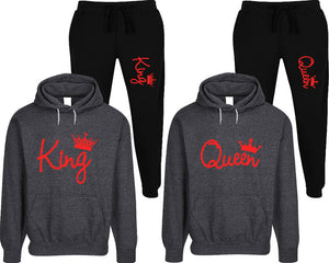 King and Queen matching top and bottom set, Black speckle hoodie and sweatpants sets for mens, speckle hoodie and jogger set womens. Matching couple joggers.