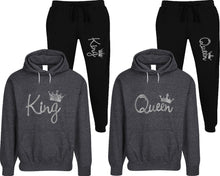 Load image into Gallery viewer, King and Queen matching top and bottom set, Black speckle hoodie and sweatpants sets for mens, speckle hoodie and jogger set womens. Matching couple joggers.
