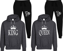 이미지를 갤러리 뷰어에 로드 , King and Queen matching top and bottom set, Black speckle hoodie and sweatpants sets for mens, speckle hoodie and jogger set womens. Matching couple joggers.

