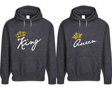 將圖片載入圖庫檢視器 King and Queen pullover speckle hoodies, Matching couple hoodies, Black his and hers man and woman contrast raglan hoodies
