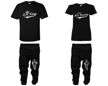 Charger l&#39;image dans la galerie, Her King His Queen shirts, matching top and bottom set, Black t shirts, men joggers, shirt and jogger pants women. Matching couple joggers
