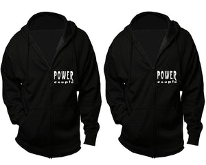Power Couple zipper hoodies, Matching couple hoodies, Black zip up hoodie for man, Black zip up hoodie womens