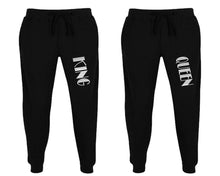 Load image into Gallery viewer, King and Queen matching jogger pants, Black sweatpants for mens, jogger set womens. Matching couple joggers.
