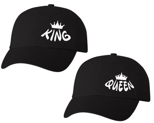 King and Queen matching caps for couples, Black baseball caps.