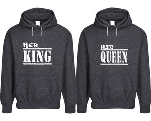 Her King and His Queen pullover speckle hoodies, Matching couple hoodies, Black his and hers man and woman contrast raglan hoodies