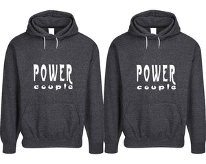 Power Couple pullover speckle hoodies, Matching couple hoodies, Black his and hers man and woman contrast raglan hoodies